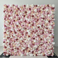 Royal Custom 5d3d Cloth Roll up Natural Pampas Feather Silk Rose Flower Wall Backdrop Panel Wedding Decor Artificial Flower Wall