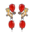 C7645 Abiding Vintage Fine Jewelry Natural Stone Red Agate Citrine Smoky Cz Gemstone 925 Sterling Silver Drop Earrings