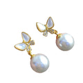 E1917 8-9mm DIY Natural Freshwater Pearl Charm Earrings Mounting Accessory 925 Sterling Silver Gold Plated  Jewelry for Women