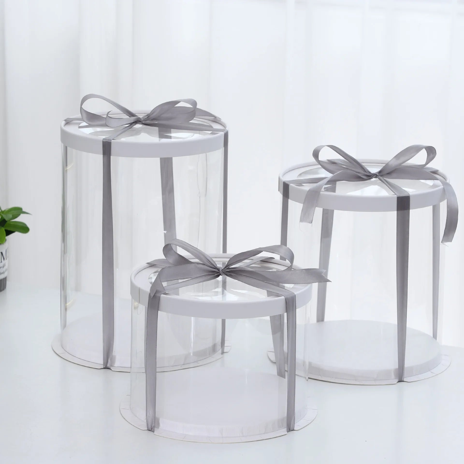 Wholesale Packaging Box Round PET Transparent 6 8 10 Inch Single Double Layer Heightened Cake Box with Window