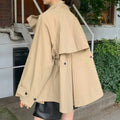 Wholesale 2026 Korean Chic Autumn Retro British Style Stand-up Collar Cloak Design Loose Long-sleeved Short Trench Coat