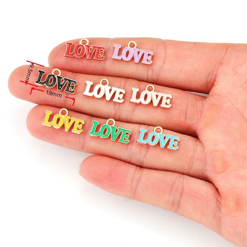 8 Colors Enamel New L0VE Charms Congratulation Pendants for DIY Jewelry Making Party Gifts Supplies Accessories 18*9mm W378