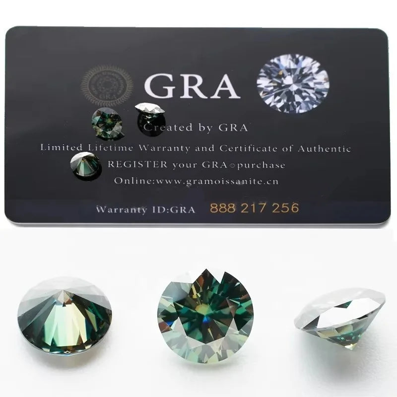 Blue Green Color Fancy Round Brilliant Cut D VVS Lab Synthetic Loose Moissanite Diamonds for Jewelry Rings