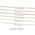 1MM 1.5MM 2MM18inch 18" 45cm Silver/Gold Stainless Steel Cable Rolo  Link Chain Necklace Chain Jewelry