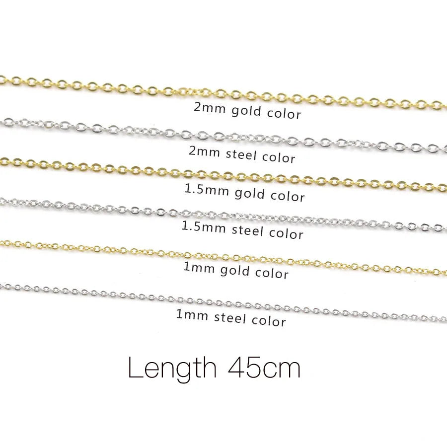1MM 1.5MM 2MM18inch 18" 45cm Silver/Gold Stainless Steel Cable Rolo  Link Chain Necklace Chain Jewelry