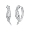 925 Sterling Silver Snake Hoop Earrings for Women Green Zircon Eyes Lightweight Ear Buckles Statement Fine Jewelry BSE1008