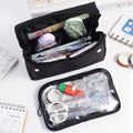 Double Use Black Large Capacity Pencil Cases with Clear PVC Pencil Bags