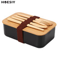 Caja de Almuerzo Natural 1000ml Bamboo Bento Lunch Box Wooden Lid PP Grade Microwave Dishwasher Safe BPA-Free Japanese Lunch Box