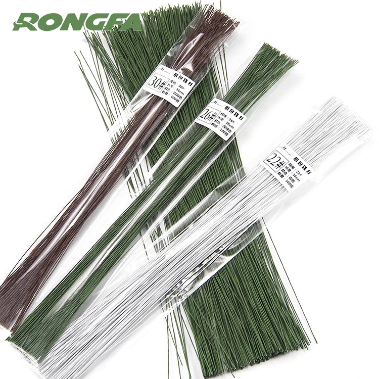 22Gauge 100pcs/bag Paper Covered Stem  Wire  Flower Florist Iron Wire Gauge Paper Wrapped Iron Wire for Floral and DIY Crafts
