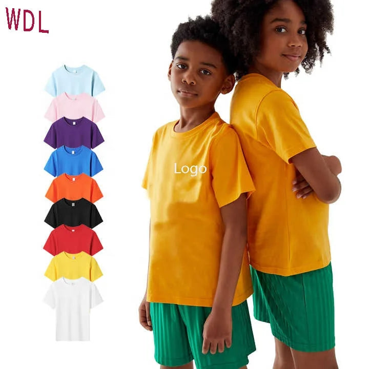 Girls Fashion Graphic Unisex Casual Boys Oversized Kids Organic Cotton Solid Color 100% White Kids T-Shirt