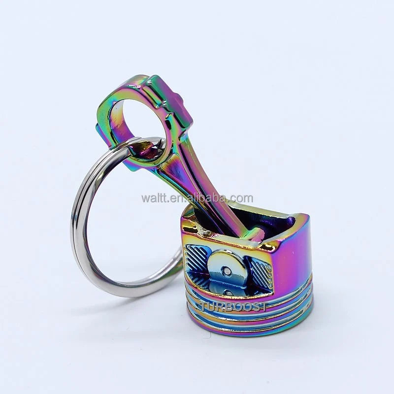 TURBOOST Neo Chrome Piston Engine Keychain Car Accessories Auto Parts Keyring
