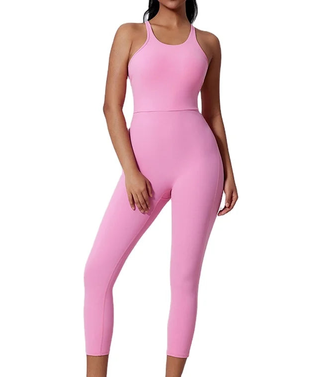 Plus Size Women's One Piece Yoga Wear Gym Fitness Set Front Sportswear Jumpsuit and Rompers Sports Bodysuits