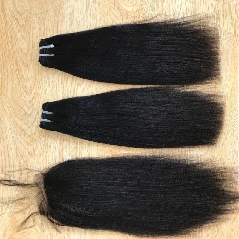 Wholesale 10A Grade Virgin Yaki Remy Hair Cuticle Aligned Tangle Free No Shedding Light Yaki Black 1-Piece Bundles