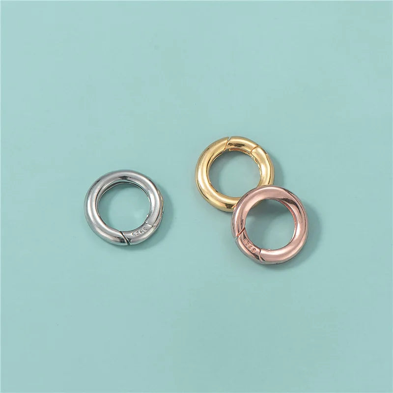 13mm Round Pendant Clasps Thick 925 Sterling Silver Round Closure Clasp for Bracelet Necklace Jewelry Making