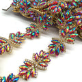 Sewing Bridal Trims Crystal Rhinestone Fabric Chain Trim for Wedding Garment Decoration DIY Accessories