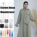Modest Nida Hoodies Abaya Attached Hijab EID Ramadan Islamic Clothing Wholesale Dubai Saudi Robe Dresses Women Muslim Dress