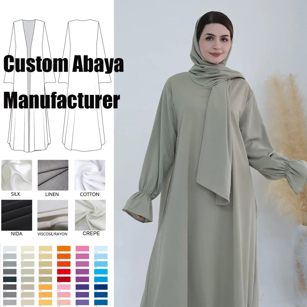 Modest Nida Hoodies Abaya Attached Hijab EID Ramadan Islamic Clothing Wholesale Dubai Saudi Robe Dresses Women Muslim Dress