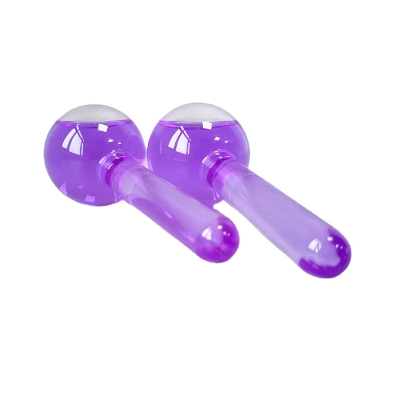 DIY Efficient Shipping Cooling Massage Roller Ball Cold Globes Ice Facial Massagers Purple Color Ice Roller for Face Eye Care Skin