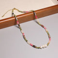 Bohemian Colorful Natural Stone Pearl Beaded Necklace Choker for Women Men Faceted Beaded Beach Choker Healing Stone Jewelry