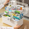 Large Size Portable Emergency Medical Kit Square Multi-Layer Modern Durable PP Household Medicine Storage Box for Families