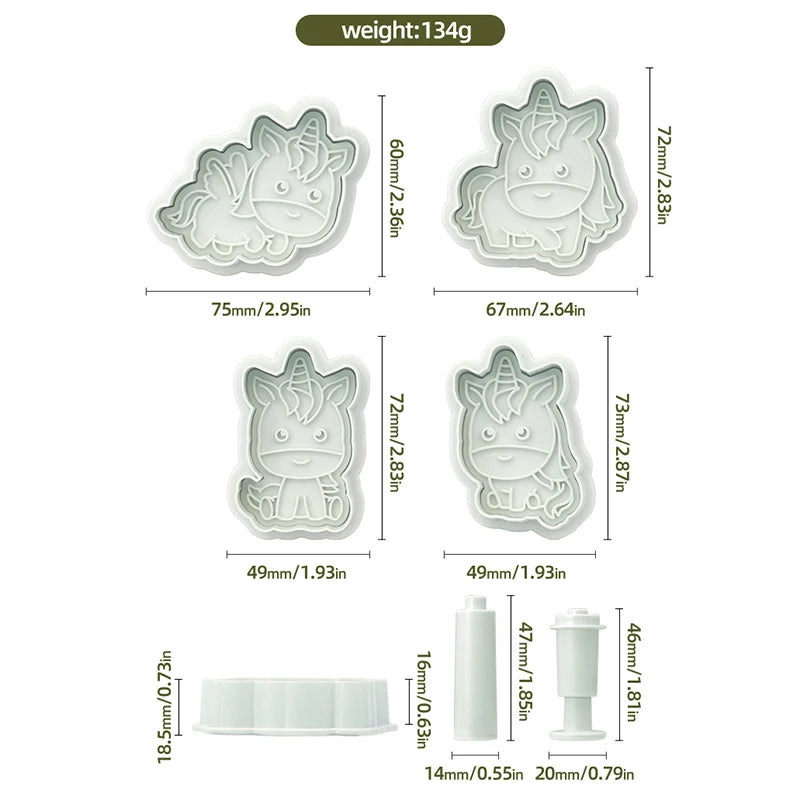 Cute Cartoon Unicorn Cookie Molds Cartoon 3d Three-dimensional Icing Cookies Diy Fondant Baking Baking Tools