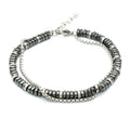 Fashion European Mini Size 304L Stainless Steel Pearl Chains Black Hematite Beads Double Layer Fashion Men Jewelry Bracelets