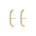 18K Gold Plated 925 Sterling Silver Baguette Zircon Curved Stud Earrings Minimalist Ear Climbers for Women Gift