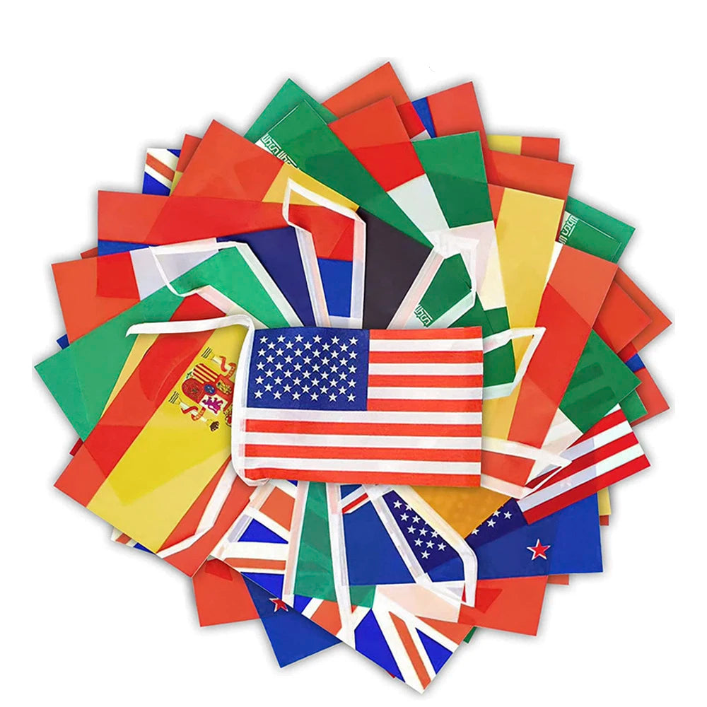 Hot Sale Hanging National Flag Football Small Banner Bunting String Party Outdoor Decoration Flag Hanging 32 Countries