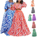 YQY9423 Trendy Spring Two Piece Set Women Clothing Elegant Printed Short Top and Maxi Skirt Sets Women 2 Piece Outfits for Women
