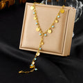 DAIHE Jewelry Dainty 18K PVD Gold Plated Stainless Steel Cubic Zirconia Long Y Shape Chain Necklace