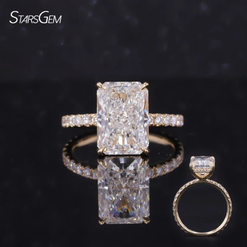 IGI Certified Ring Custom Pave Set 14K Solid Gold Radiant Cut Lab Grown Diamond Engagement Ring for Women