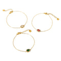 Ins Stainless Steel 18k Gold Plated Geometric Oval Cubic Zircon Colorful Pendant Women Bracelets for Jewelry Gift