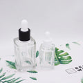 30ml Empty clear square Glass Bottles Eye Dropper with Black  Lid