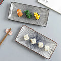 2025 New Japanese Style Color Pad Printing Rectangle High Quality Underglaze Ceramic Dinner Sushi Plate Set
