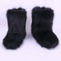 Eskimo Boots Covers Winter Shaggy Faux Fur Woman Purple Plush Midi Rubber Snow Boot 36 37 38 39 40 41 42 43 44 Half Boot Furfur
