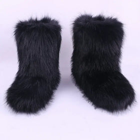 Eskimo Boots Covers Winter Shaggy Faux Fur Woman Purple Plush Midi Rubber Snow Boot 36 37 38 39 40 41 42 43 44 Half Boot Furfur