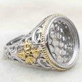 Sterling Silver 13*16mm Semi Mount Men's Ring Frame Empty Blank Bar Bezel Setting S925 Base Without Center Stone for DIY Inlay