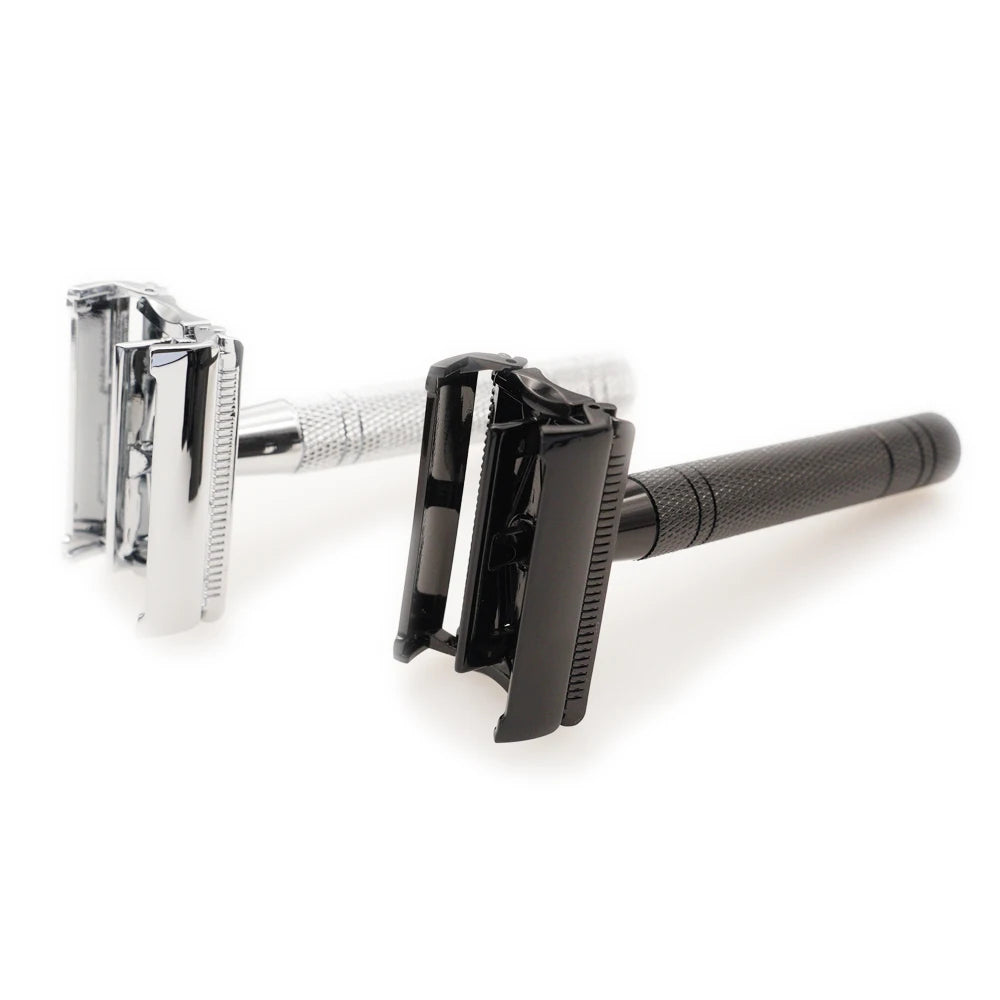 Classic Men and Women Grooming Double Edge Safety Razor Handle with Stainless Steel Blade Butterfly Open Design
