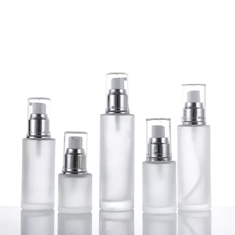 Cosmetic Packaging Skincare Serum Container Custom logo Frosted Empty 30ml 60ml 100ml Lotion Pump Glass Bottle