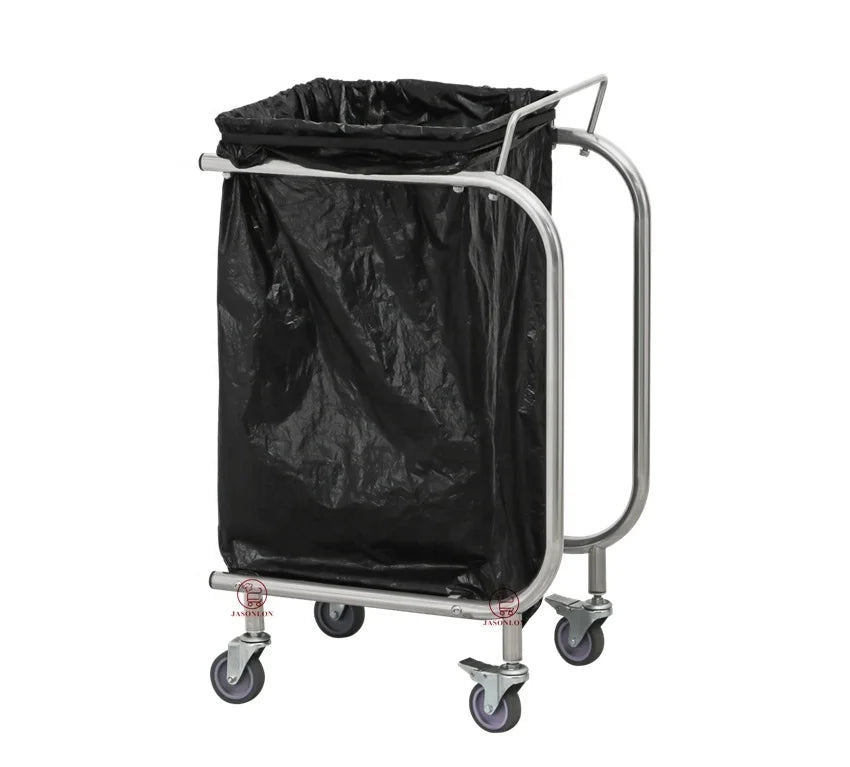Commercial Equipment Stainless Steel Plastic Trash Garbage Bag Frame Holder Waste Collector Trolley Pedal Trash Bag Sack Holder