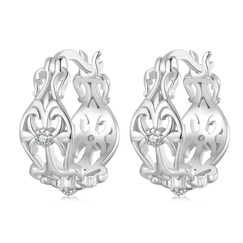 925 Sterling Silver Fine Jewelry Earrings Fine Jewelry Classic Zirconia Starry Sparkling Cute Stud Earring