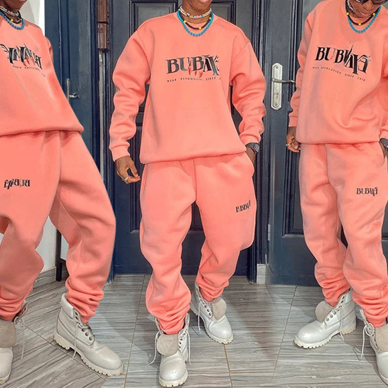 Custom Screen Print Logo 100% Cotton Sweat Suits Unisex Sweatshirts Jogger Set Tracksuit for Men Sweatpants and Hoodie Set
