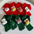 New Solid Color Wool Knitted Christmas Snow House Tree Santa Plush Warm Pet Cat Dog Scarf Neck Warmer Cute Design