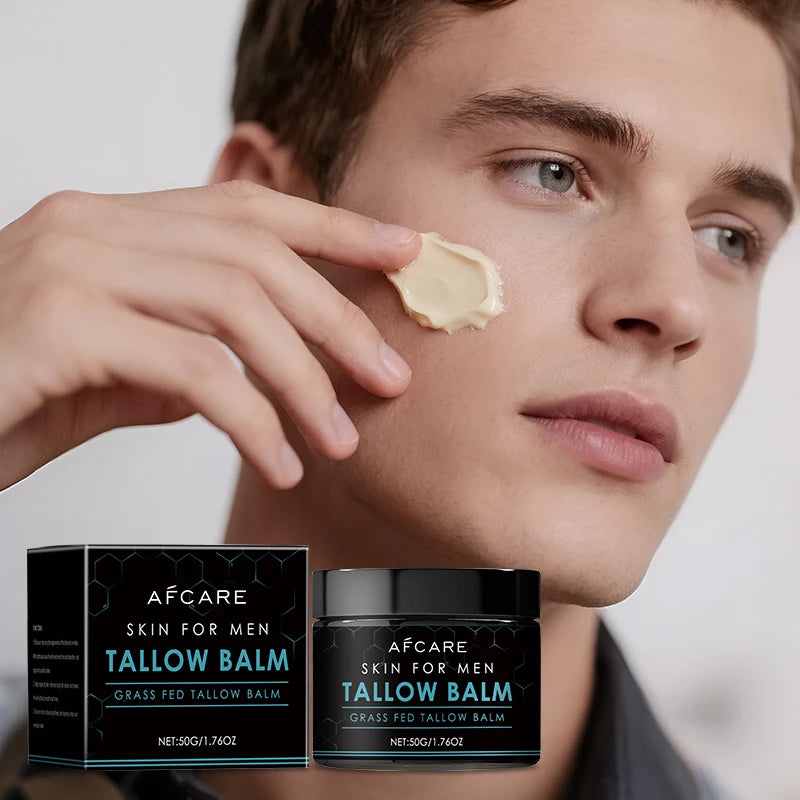 Organic Coffee & Collagen Men's Tallow Face Cream Anti-Aging Moisturizer for Wrinkles Hydration & Skin Firming Daily Facial Care