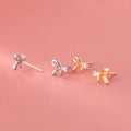 Women Fine Jewelry Earrings Butterfly Bowtie Cubic Zirconia 925 Sterling Silver Bow Earring for Girls