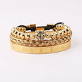 New Design Luxury Stainless Steel Roman Numeral Bangle CZ Leopard Charm Bracelet Set Men JBS12450 MegaBDM