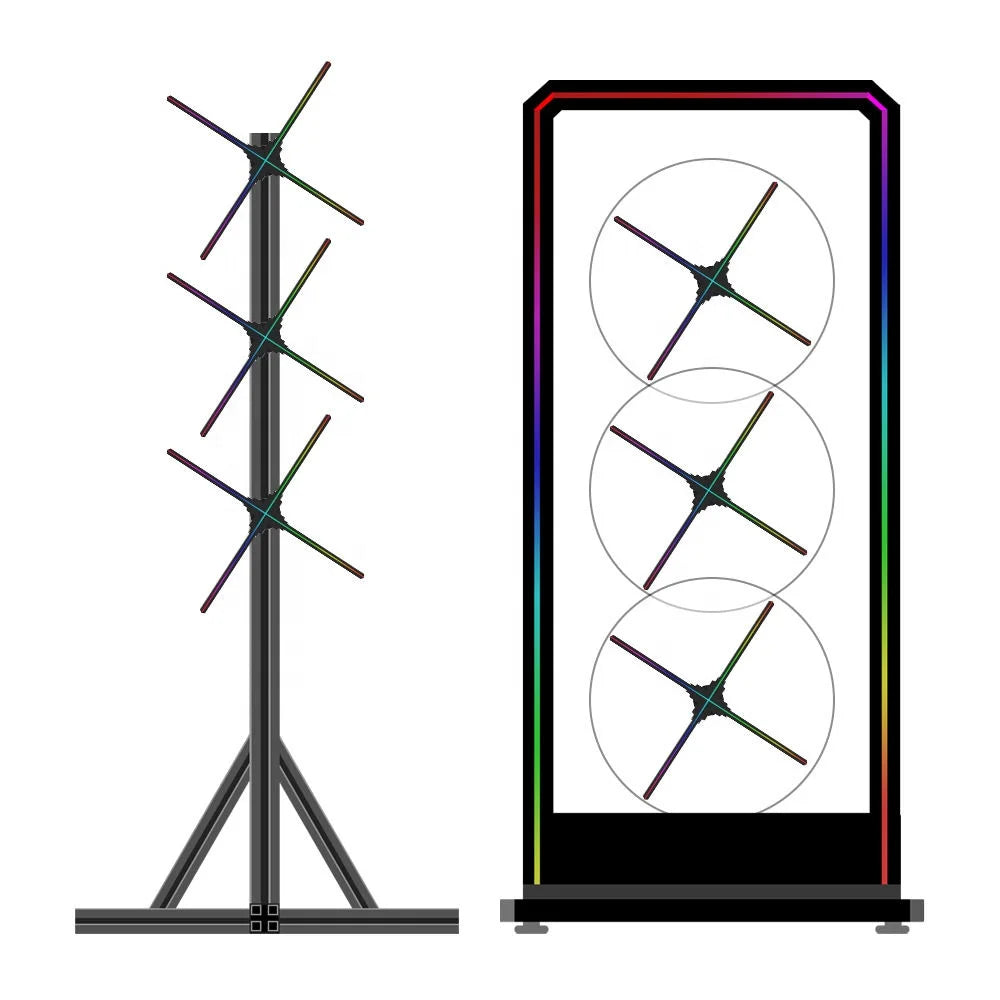 Custom Splicing 1x3 65cm HD Led Fan Hologram Equipment 3D Hologram Projector Hologram Projector Advertising Display Fan