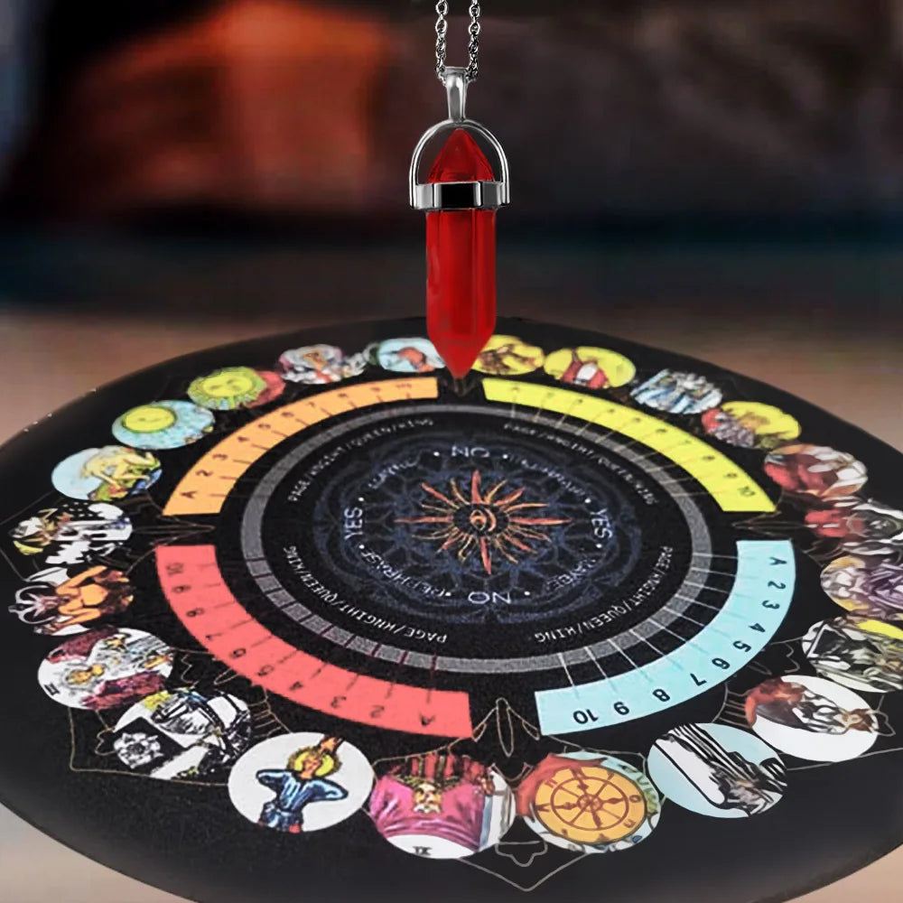 Rubber Divining Mat Altar Tarot Table Cloth Divination Board Pendulum Mat Handmade Printed Europe Style for Spiritual Healing