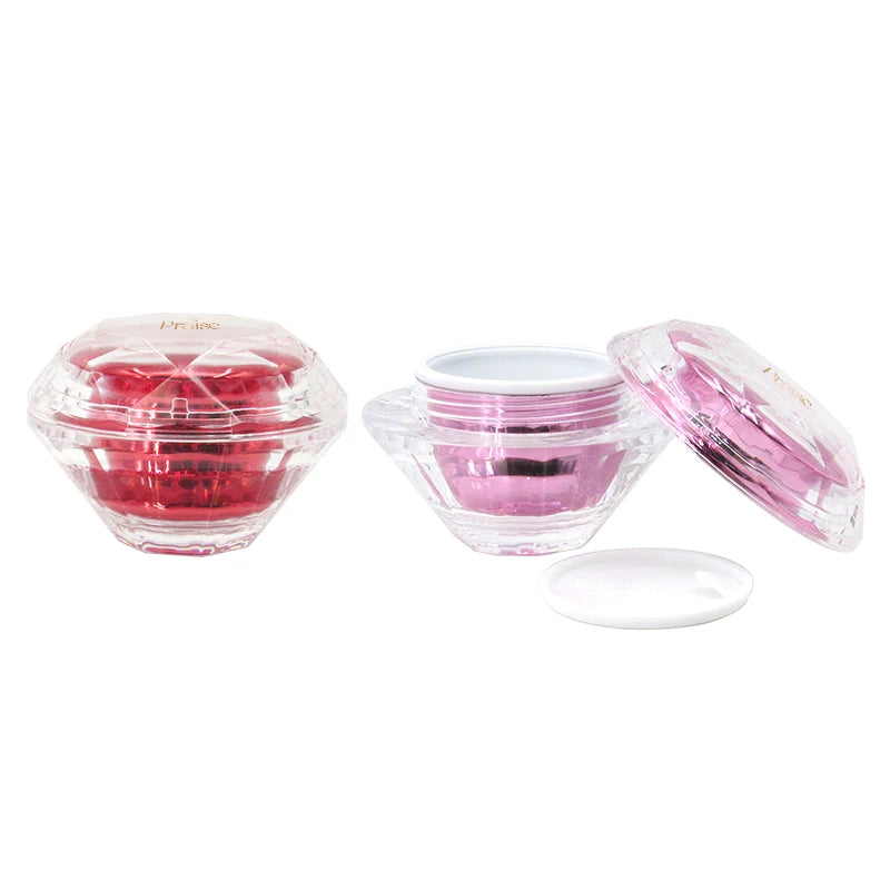 Stock Plastic Empty Cosmetic Jar with Replaceable Inner Bottle Capacity 20g/30g/50g Diamond Shape Spiral Lid Cream Packaging Con