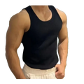 Men's Fitness Tank Tops Blank Sleeveless T Shirt Custom O-neck Vest Loose White Undershirt Black